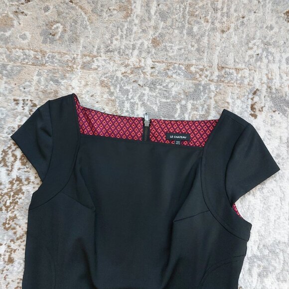 Le Chateau Black Dress Square Neck Back Zipper Closure Size M - Picture 5 of 11